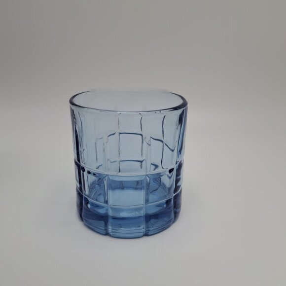 Anchor Hocking Blue Tartan Drinking Water Rocks Glass - Picture 4 of 10